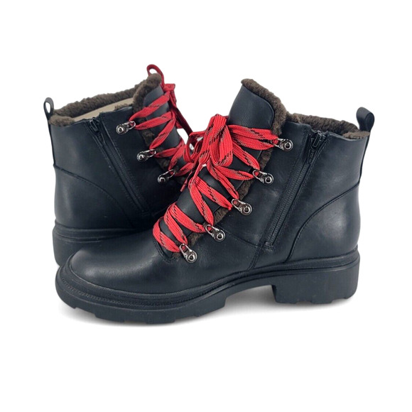 Naturalizer Julian Boots Black Leather Fur Lined Lace Up Women’s 9.5M - Picture 2 of 7